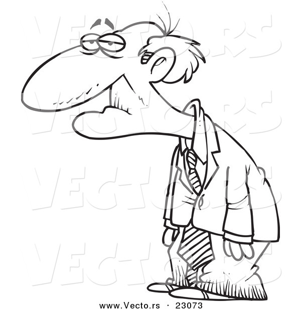 Vector of a Cartoon Senior Man - Coloring Page Outline