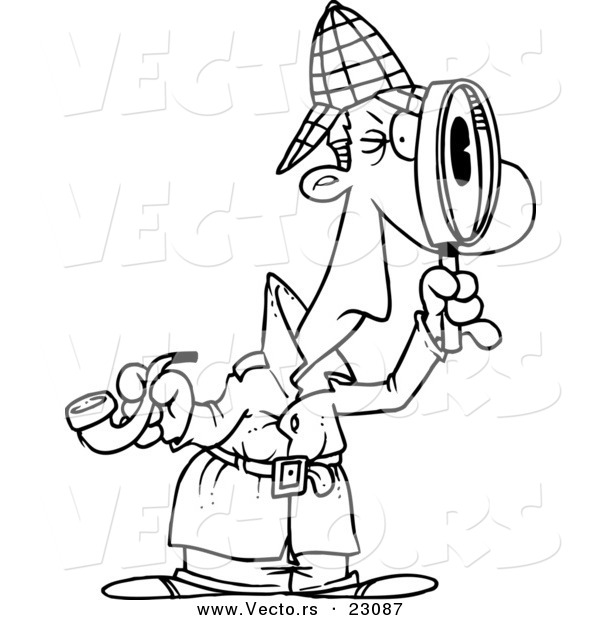 Vector of a Cartoon Sherlock - Coloring Page Outline