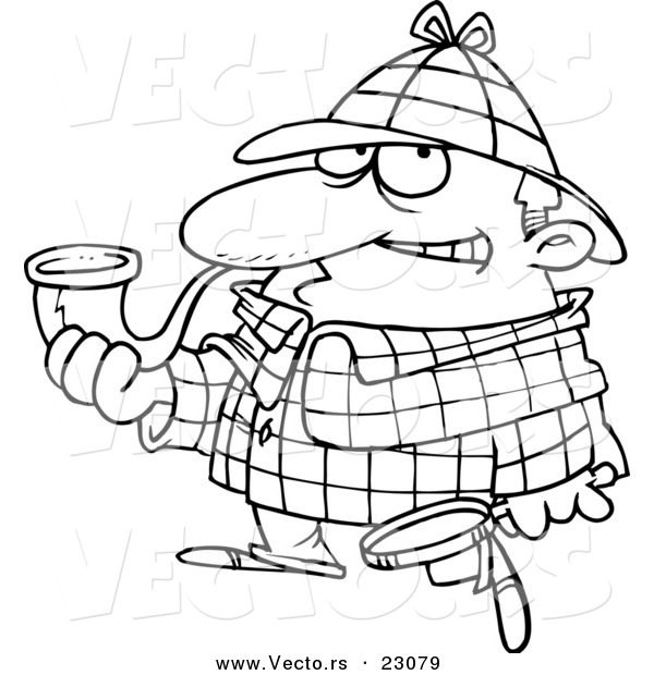 Vector of a Cartoon Sherlock Holmes - Coloring Page Outline