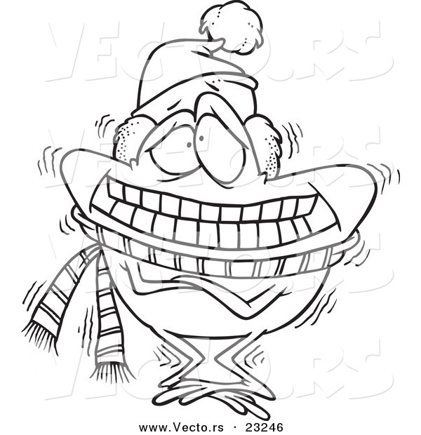 Vector of a Cartoon Shivering Frog - Coloring Page Outline