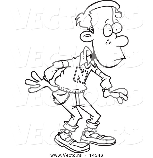 Vector of a Cartoon Shocked Teen Boy - Coloring Page Outline