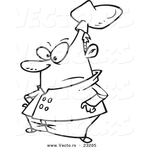 Vector of a Cartoon Short Chef - Coloring Page Outline