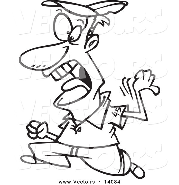 Vector of a Cartoon Shouting Umpire - Coloring Page Outline