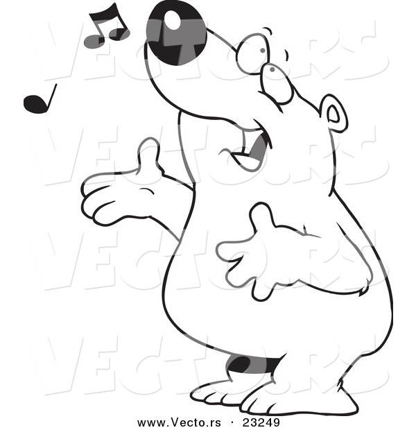 Vector of a Cartoon Singing Bear - Coloring Page Outline