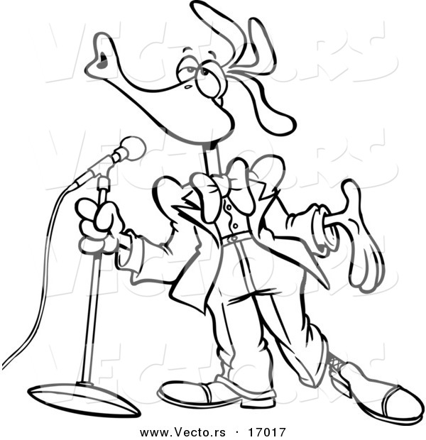 Vector of a Cartoon Singing Bird - Coloring Page Outline