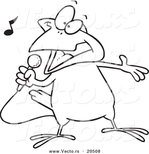 Vector of a Cartoon Singing Canary - Coloring Page Outline
