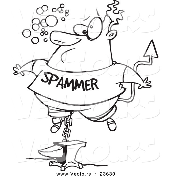 Vector of a Cartoon Sinking Spammer - Coloring Page Outline