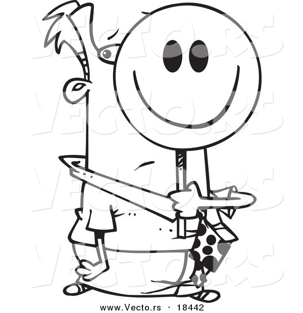 Vector of a Cartoon Smiley Face Businessman - Outlined Coloring Page
