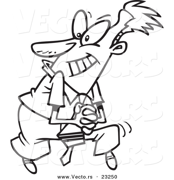 Vector of a Cartoon Sneaky Businessman - Coloring Page Outline