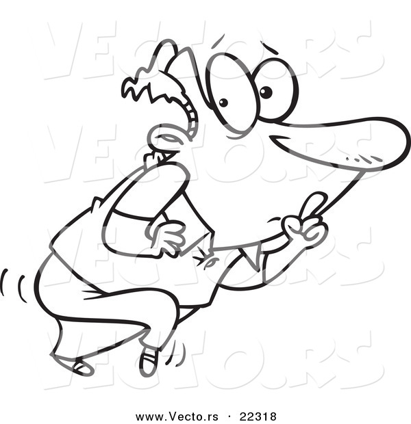 Vector of a Cartoon Sneaky Man Covering His Mouth - Coloring Page Outline