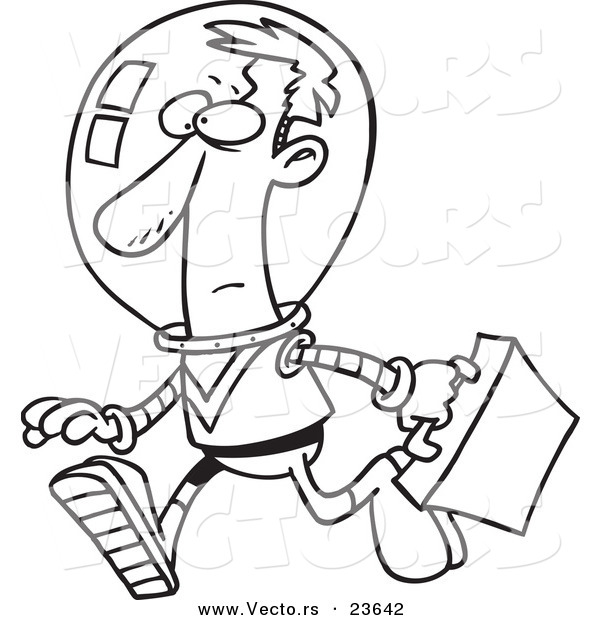 Vector of a Cartoon Space Businessman - Coloring Page Outline