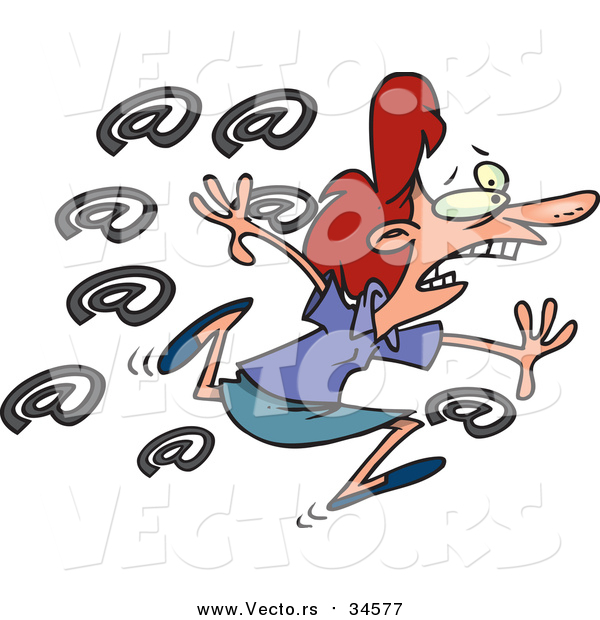 Vector of a Cartoon Spammed Business Woman Running Away