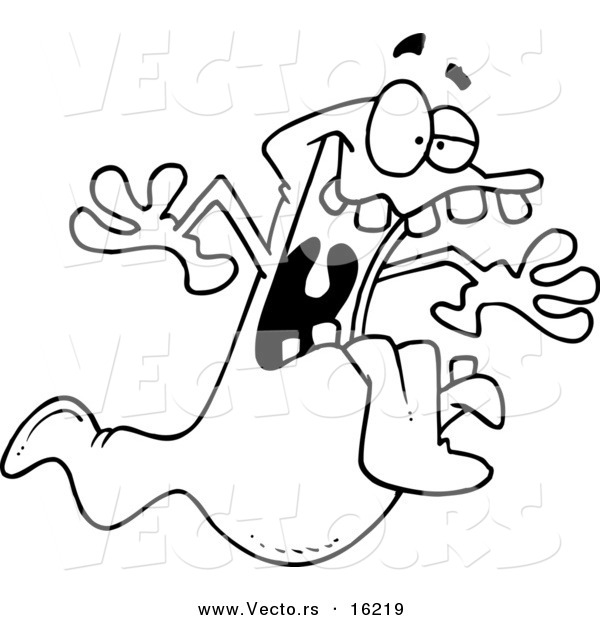 Vector of a Cartoon Spooky Ghost - Outlined Coloring Page Drawing