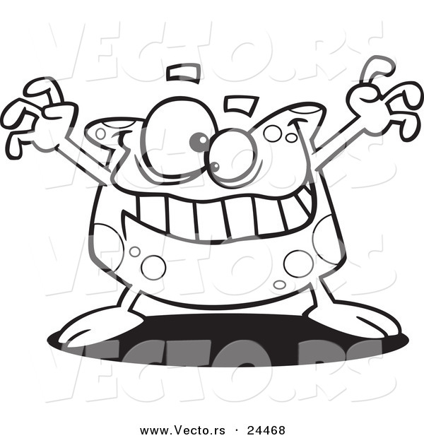 Vector of a Cartoon Spotted Goober Monster - Outlined Coloring Page