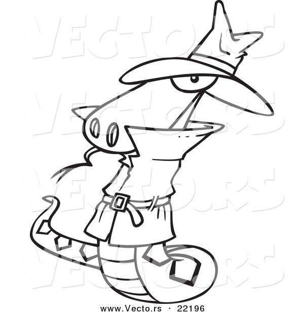 Vector of a Cartoon Spy Serpent - Outlined Coloring Page