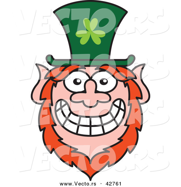 Vector of a Cartoon St. Paddy's Day Leprechaun with a Big Worried Smile