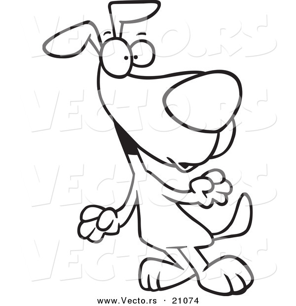 Vector of a Cartoon Staring Dog - Coloring Page Outline