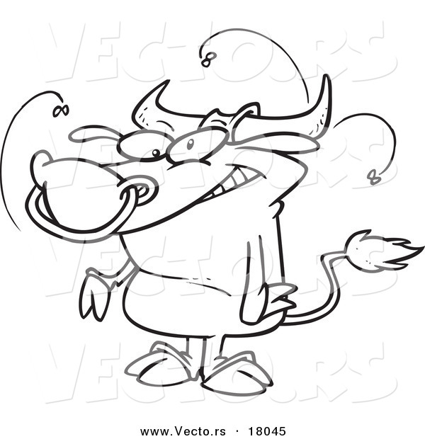 Vector of a Cartoon Stinky Bull - Outlined Coloring Page