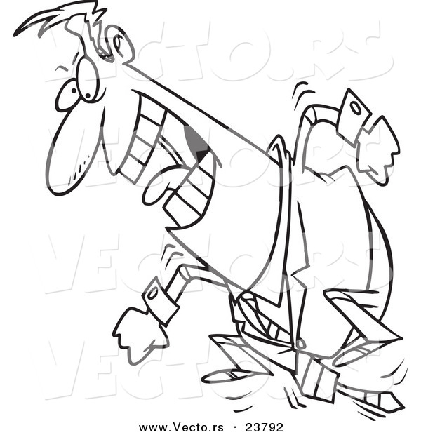 Vector of a Cartoon Stomping Businessman - Coloring Page Outline
