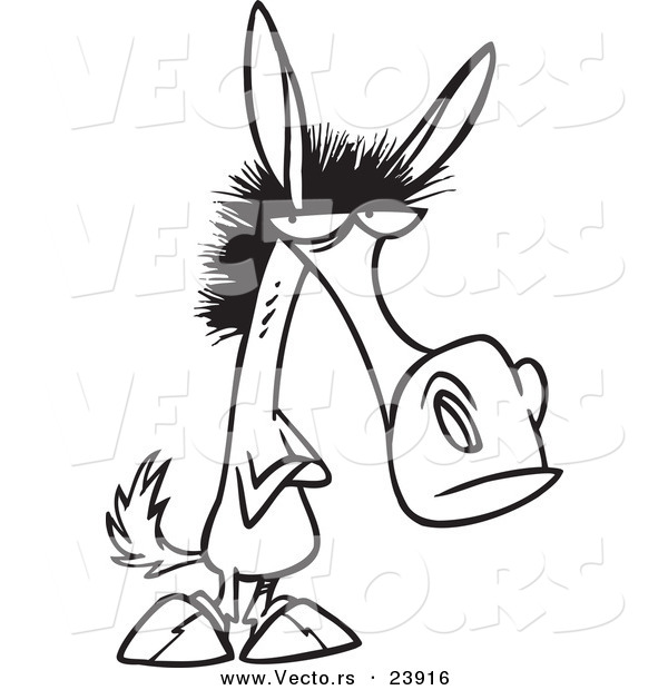 Vector of a Cartoon Stubborn Mule - Coloring Page Outline