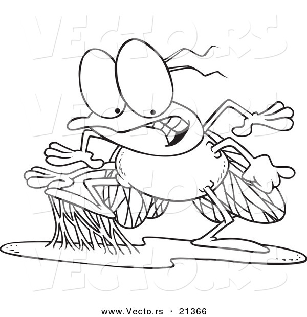 Vector of a Cartoon Stuck Fly - Outlined Coloring Page