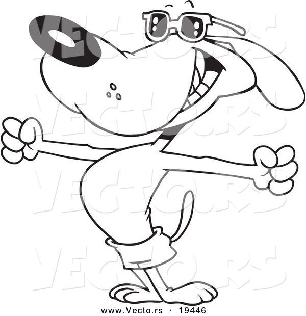 Vector of a Cartoon Summer Dog - Outlined Coloring Page