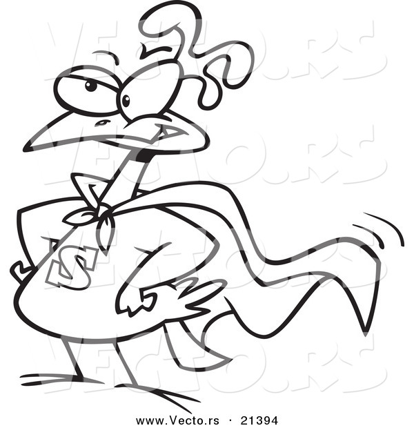 Vector of a Cartoon Super Chicken - Outlined Coloring Page