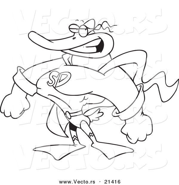 Vector of a Cartoon Super Duck - Outlined Coloring Page