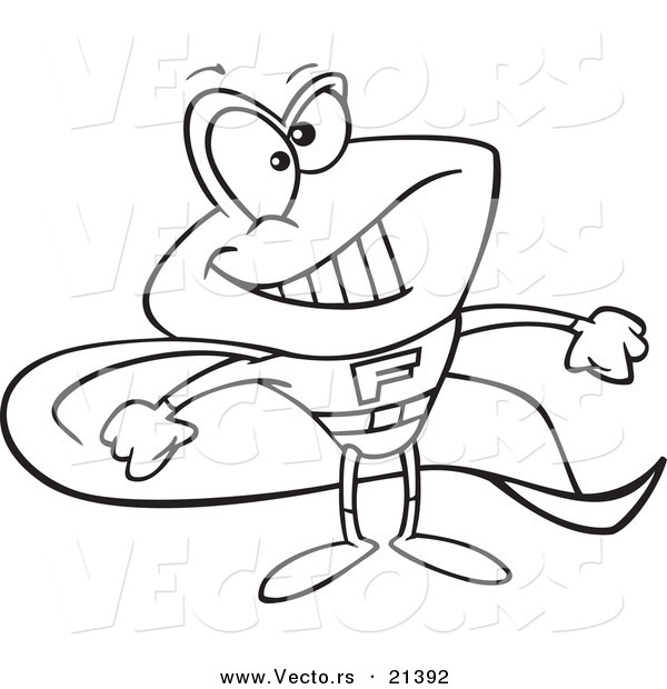 Vector of a Cartoon Super Frog - Outlined Coloring Page