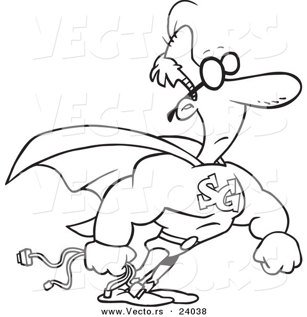 Vector of a Cartoon Super Geek - Coloring Page Outline