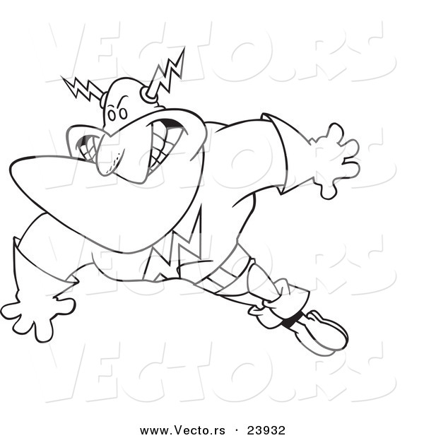 Vector of a Cartoon Super Guy - Coloring Page Outline