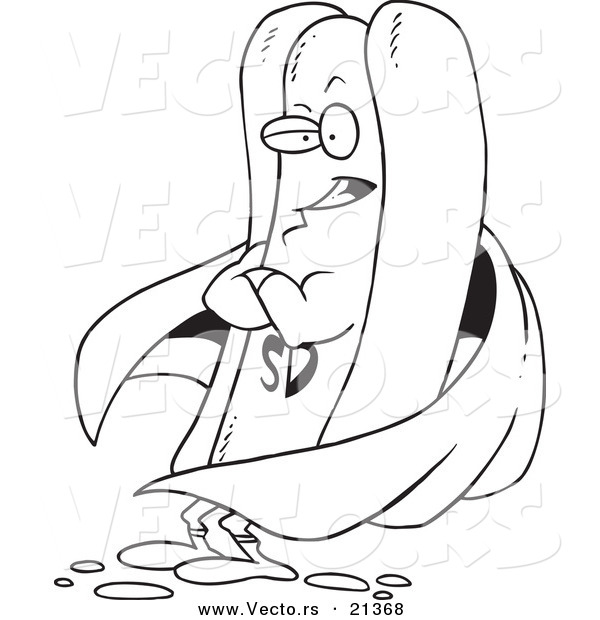 Vector of a Cartoon Super Hot Dog - Outlined Coloring Page