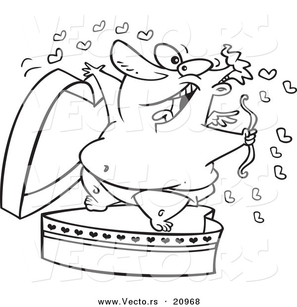 Vector of a Cartoon Surprise Cupid - Coloring Page Outline