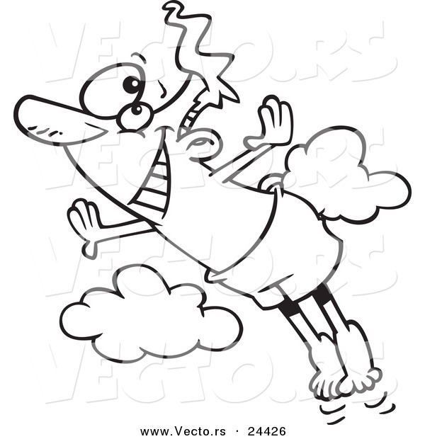 Vector of a Cartoon Swan Diving Man - Outlined Coloring Page