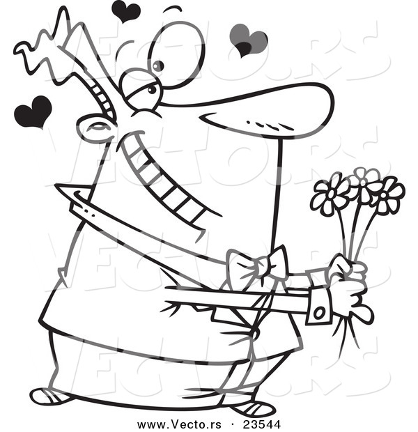 Vector of a Cartoon Sweet Guy - Coloring Page Outline
