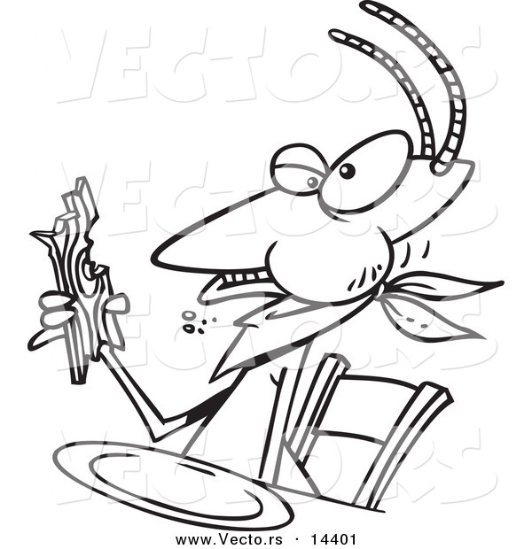 Vector of a Cartoon Termite Dining on Wood - Coloring Page Outline