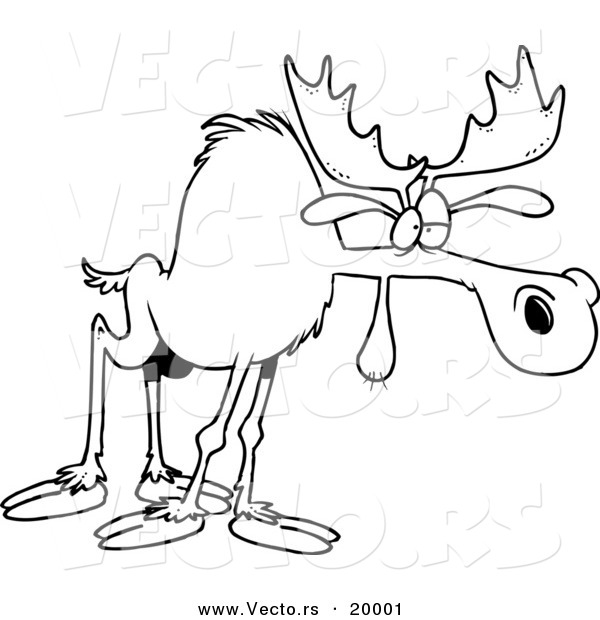 Vector of a Cartoon Tired Moose - Outlined Coloring Page