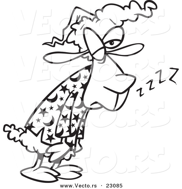 Vector of a Cartoon Tired Sleepless Sheep - Coloring Page Outline