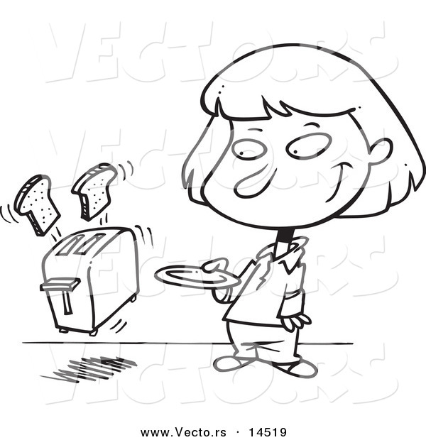 Vector of a Cartoon Toaster - Coloring Page Outline