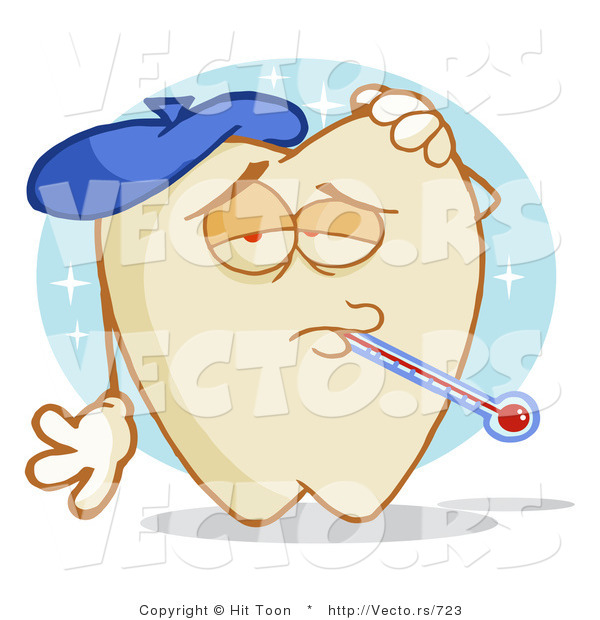 Vector of a Cartoon Tooth Character with an Ache