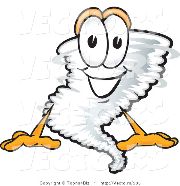 Vector of a Cartoon Tornado Mascot Sitting with a Smile