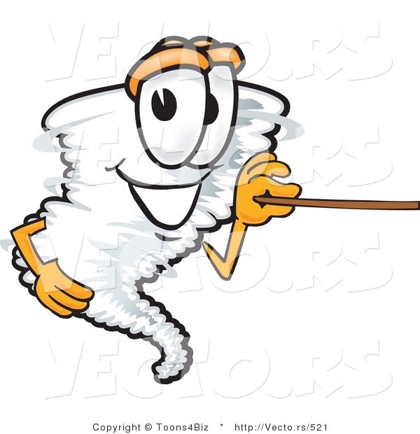 Vector of a Cartoon Tornado Mascot Using a Pointer Stick