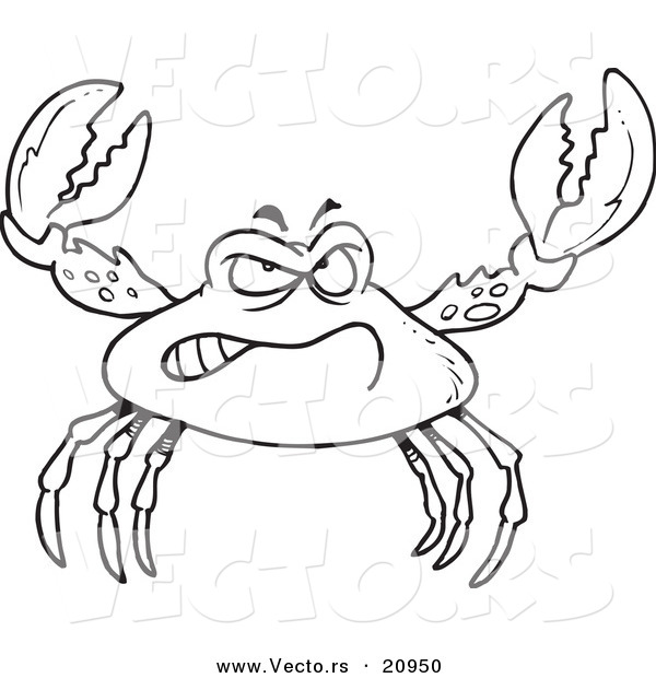 Vector of a Cartoon Tough Crab - Coloring Page Outline