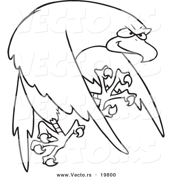 Vector of a Cartoon Tough Falcon - Outlined Coloring Page