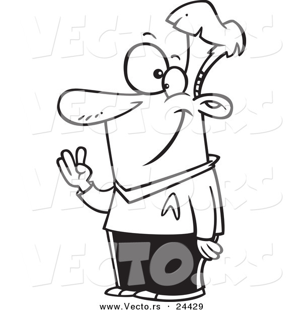 Vector of a Cartoon Trekkie Man - Outlined Coloring Page