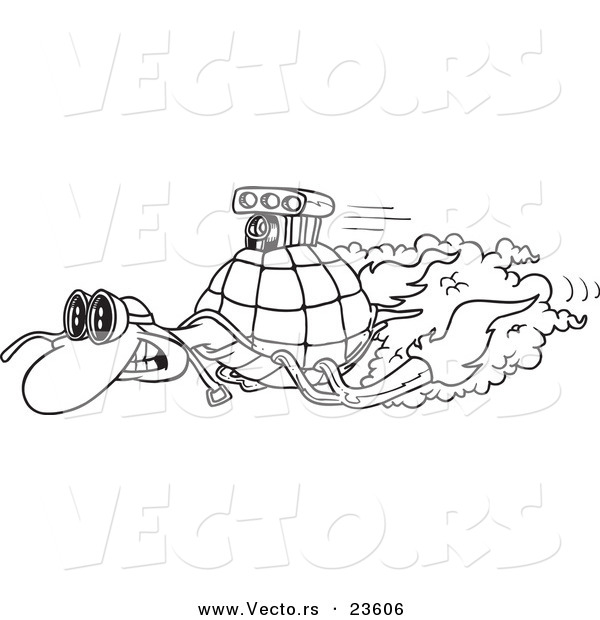 Vector of a Cartoon Turbo Tortoise - Coloring Page Outline