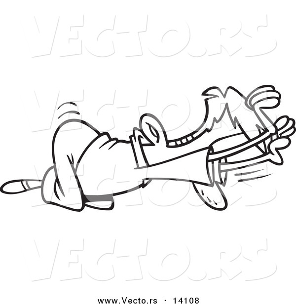 Vector of a Cartoon Unworthy Businessman Bowing - Coloring Page Outline