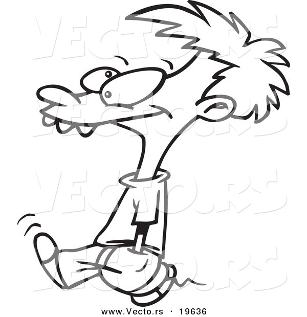 Vector of a Cartoon Walking Doofus - Outlined Coloring Page