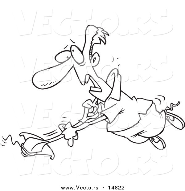 Vector of a Cartoon Weed Wacker - Coloring Page Outline