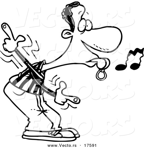 Vector of a Cartoon Whistling Referee - Coloring Page Outline
